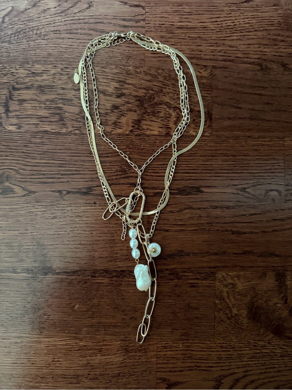 8 Other Reasons Gold Multi-Layer Necklace with Pearl Charms